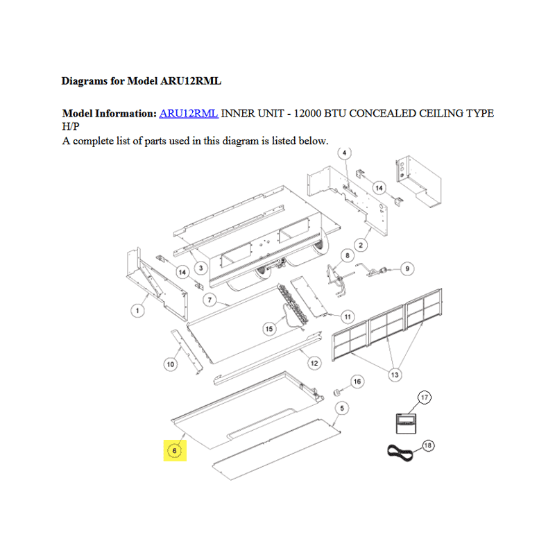 FUJITSU K9364502069 aka 9364502069 DRAIN PAN ARU**RML HVRF DW