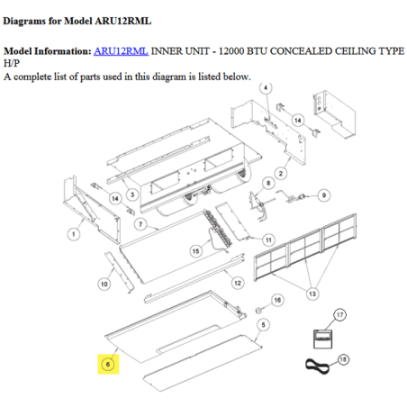 FUJITSU K9364502069 aka 9364502069 DRAIN PAN ARU**RML HVRF DW