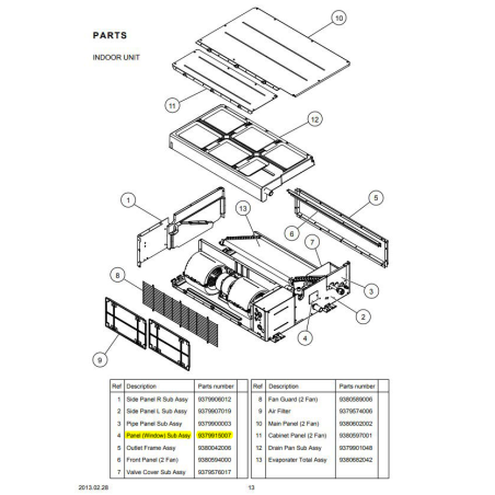 FUJITSU 9379915007 PANEL WINDOW SA ARUL7 18 HVII