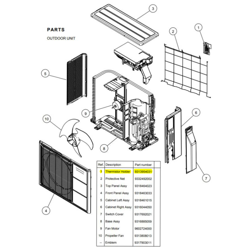 FUJITSU 9313954031 HOLDER TH RLS2H/FH