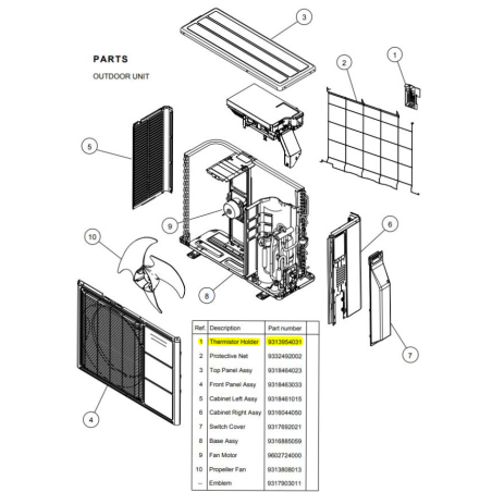 FUJITSU 9313954031 HOLDER TH RLS2H/FH