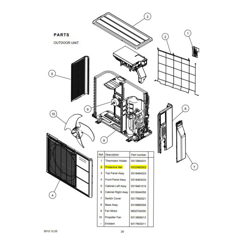 FUJITSU 9332492002 PROTECTIVE NET RLS2H/FH DW