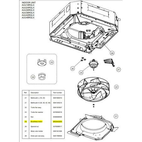 FUJITSU 9603443009 MOTOR DC BRUSHLESS HY