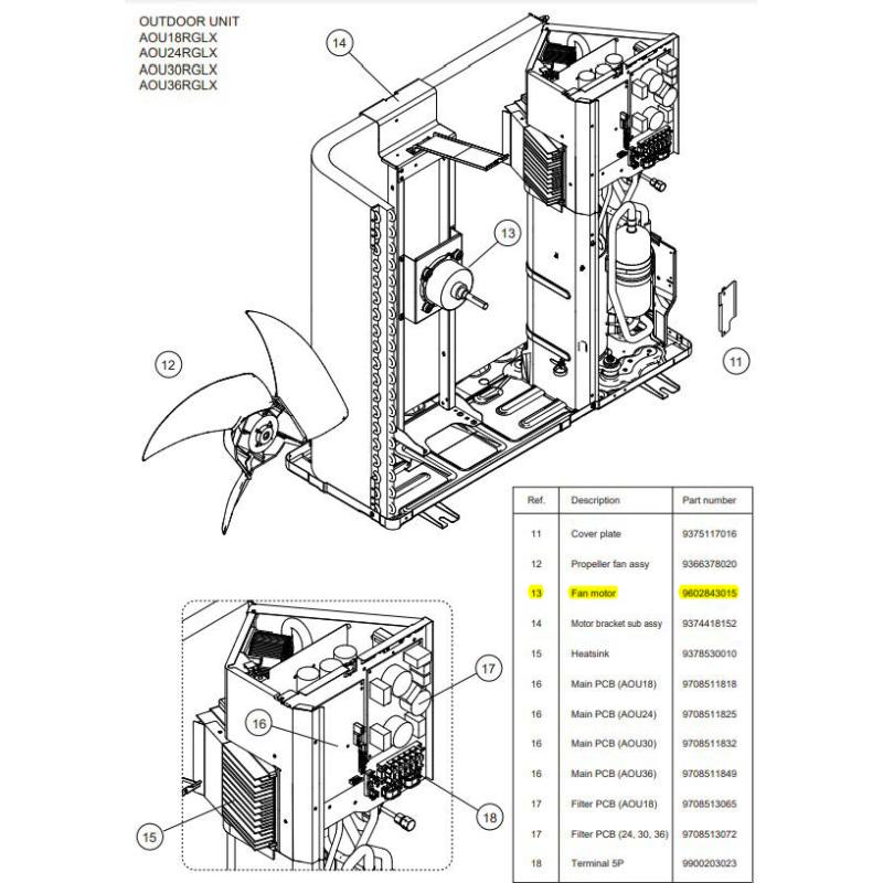 FUJITSU K9602843015 aka 9602843015 MOTOR DC BRUSHLESS A HFI
