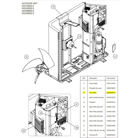 FUJITSU K9602843015 aka 9602843015 MOTOR DC BRUSHLESS A HFI