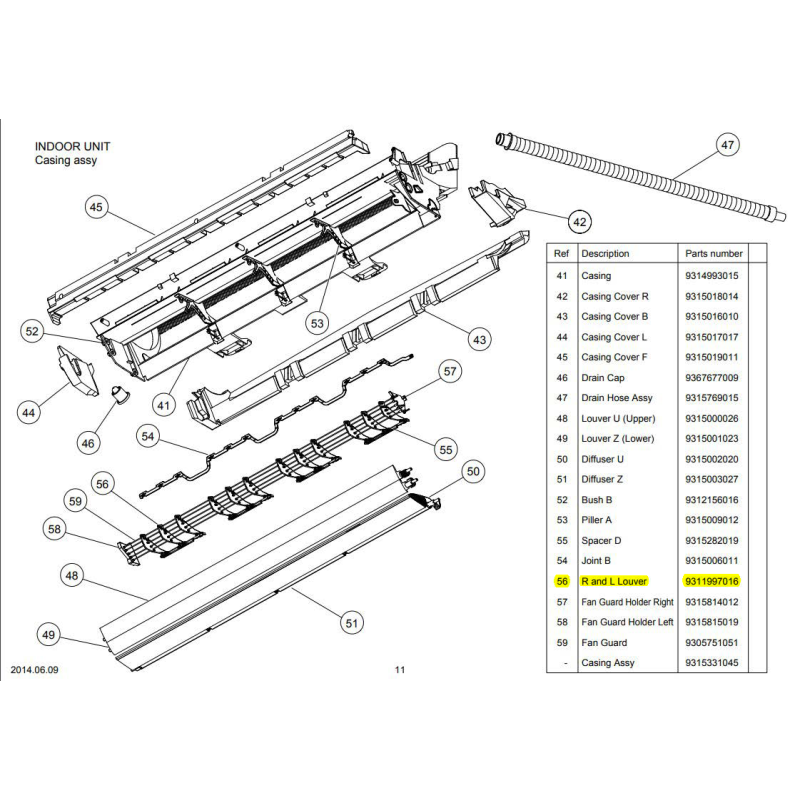 FUJITSU K9311997016 aka 9311997016 LOUVER R+L RACi+ HVAB