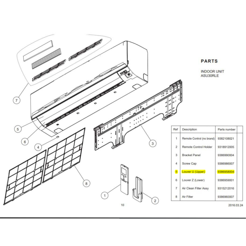 FUJITSU 9386958004 LOUVER U (UPPER)