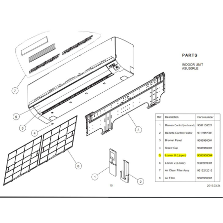 FUJITSU 9386958004 LOUVER U (UPPER)