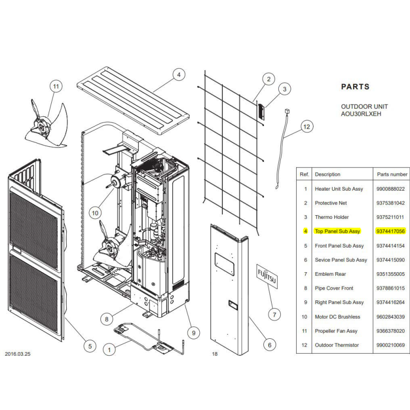FUJITSU 9374417056 TOP PANEL DW