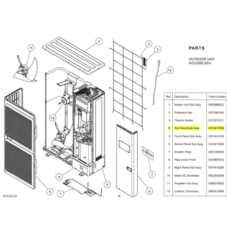 FUJITSU 9374417056 TOP PANEL DW