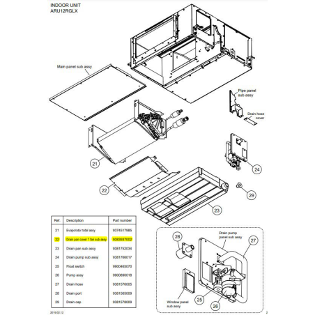 FUJITSU K9383937002 aka 9383937002 OVER DRAIN PAN 1 SA HY