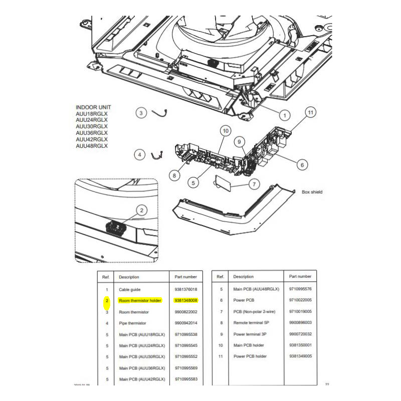 FUJITSU K9381348008 aka 9381348008 HOLDER THERMISTOR ROOM HVAB