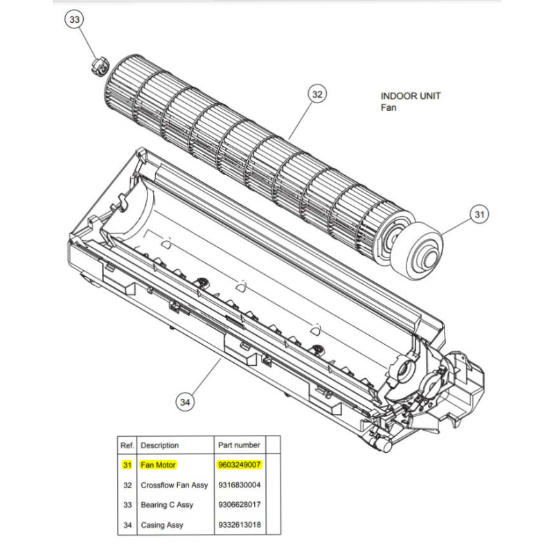 FUJITSU K9603249007 aka 9603249007 MOTOR DC BRUSHLESS ASU9/12RL2
