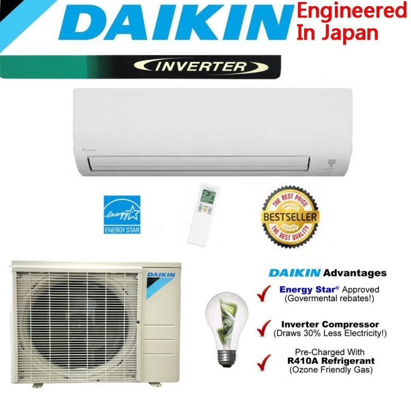 Daikin 9,000 btu 19 SEER Heat Pump & Air Conditioner Ductless Mini Split FTX09NMVJU / RX09NMVJU 