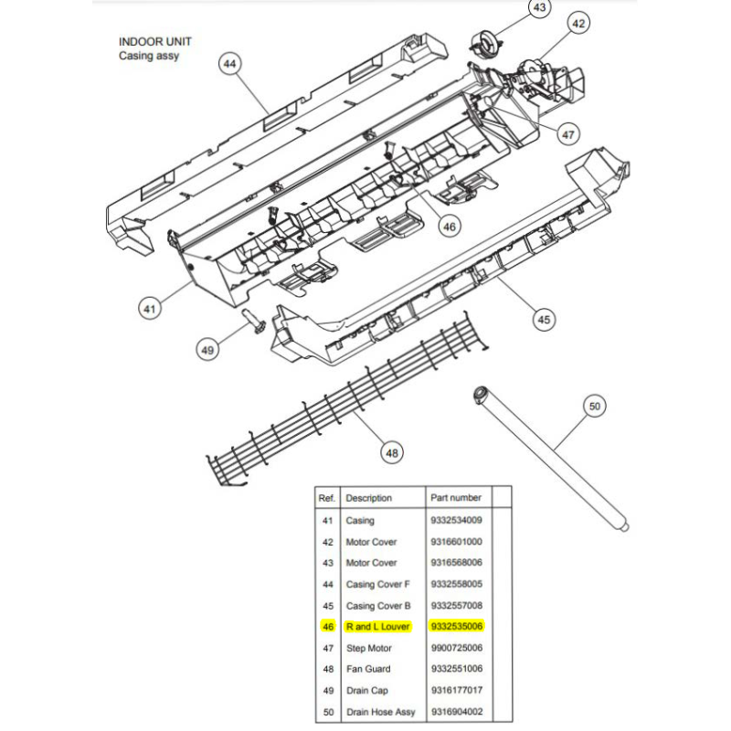 FUJITSU K9332535006 aka 9332535006 LOUVER L/R 9/12RL2