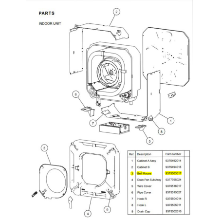 FUJITSU K9375503017 aka 9375503017 BELL MOUTH PACC AUUA7 HVAB DW