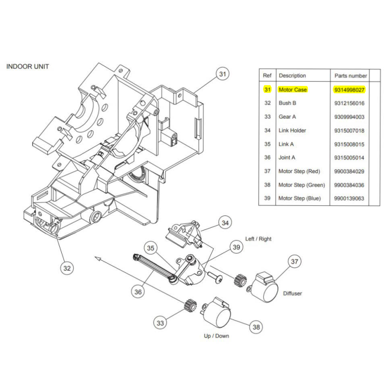 FUJITSU K9314998027 aka 9314998027 CASE MOTOR RAC+RLX