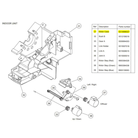 FUJITSU K9314998027 aka 9314998027 CASE MOTOR RAC+RLX