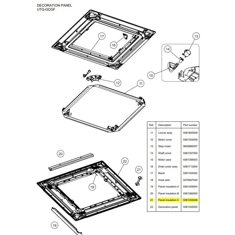 FUJITSU K9381355006 aka 9381355006 INSULATION C PANEL HY