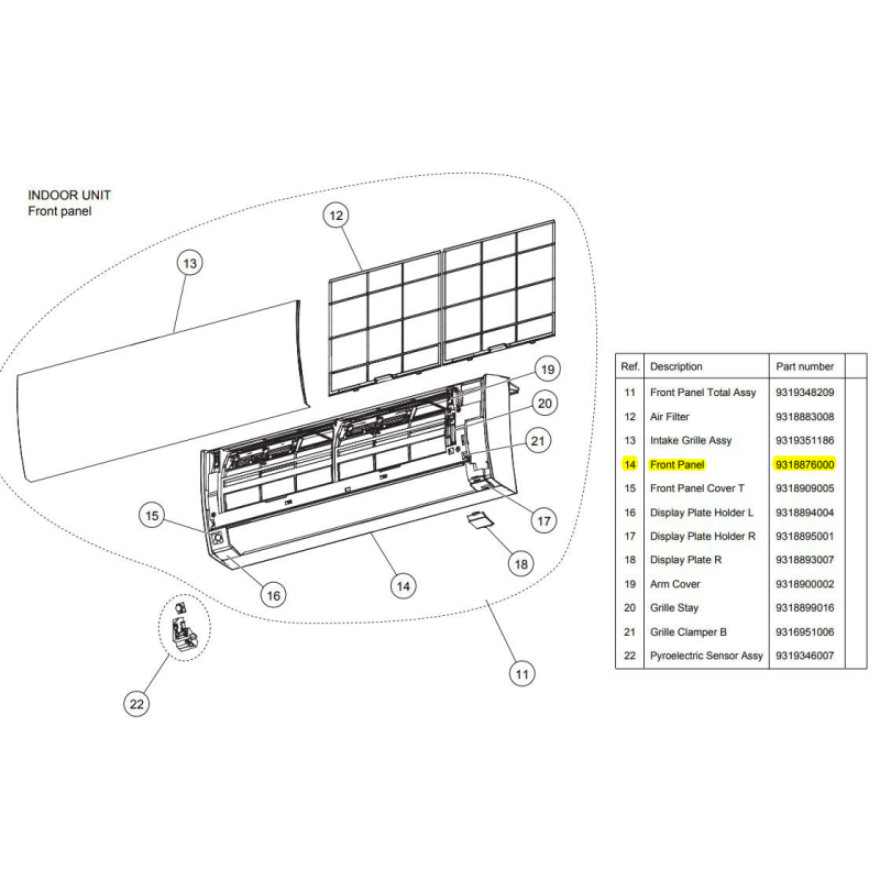 FUJITSU K9318876000 aka 9318876000 FRONT PANEL DW RLS2