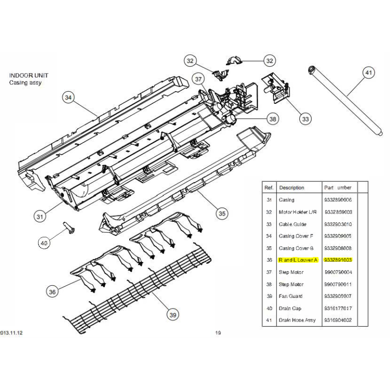 FUJITSU K9332891003 aka 9332891003 LOUVER L/R A 7~15RLF1