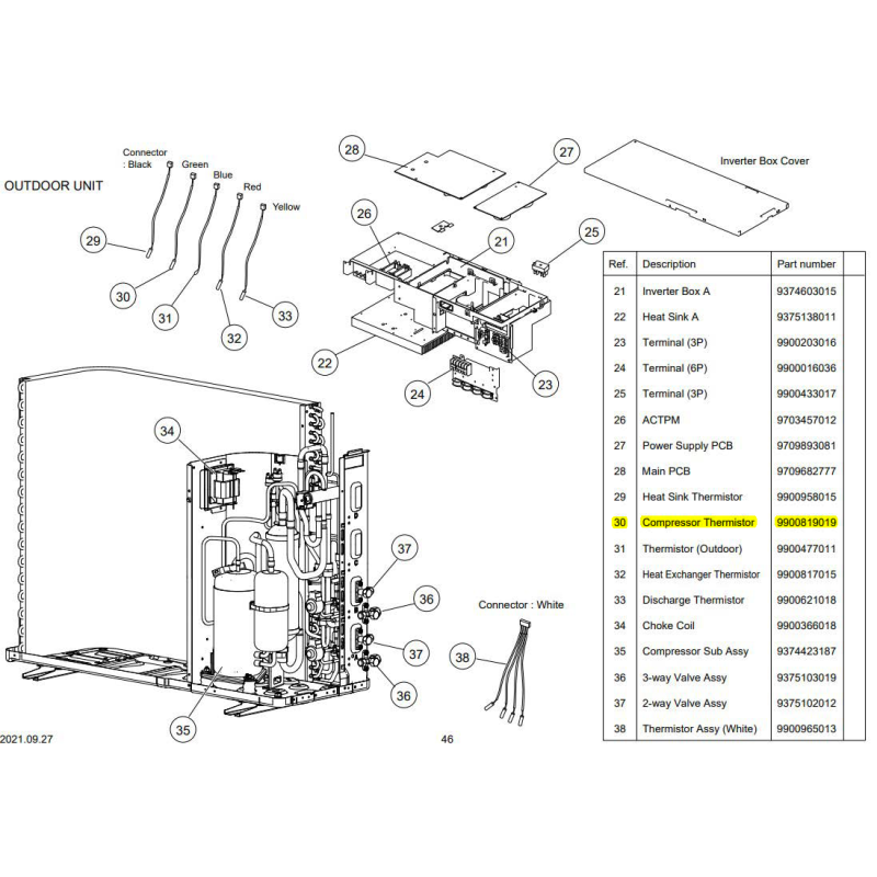 FUJITSU K9900819019 aka 9900819019 THERMISTOR COMPRESSOR HFI