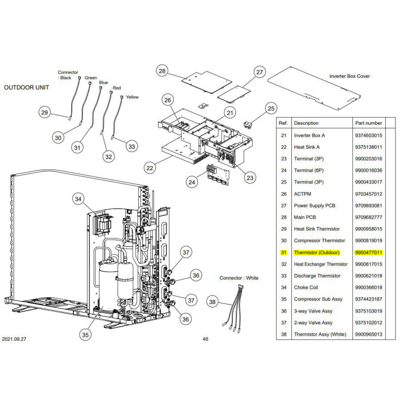 FUJITSU K9900477011 aka 9900477011 THERMISTOR OUT HFI