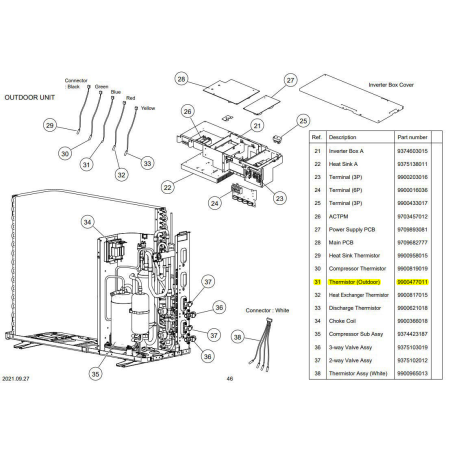 FUJITSU K9900477011 aka 9900477011 THERMISTOR OUT HFI