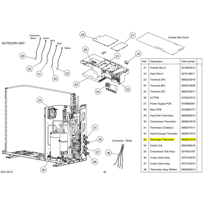 FUJITSU K9900621018 aka 9900621018 THERMISTOR DISCHARGE HFI