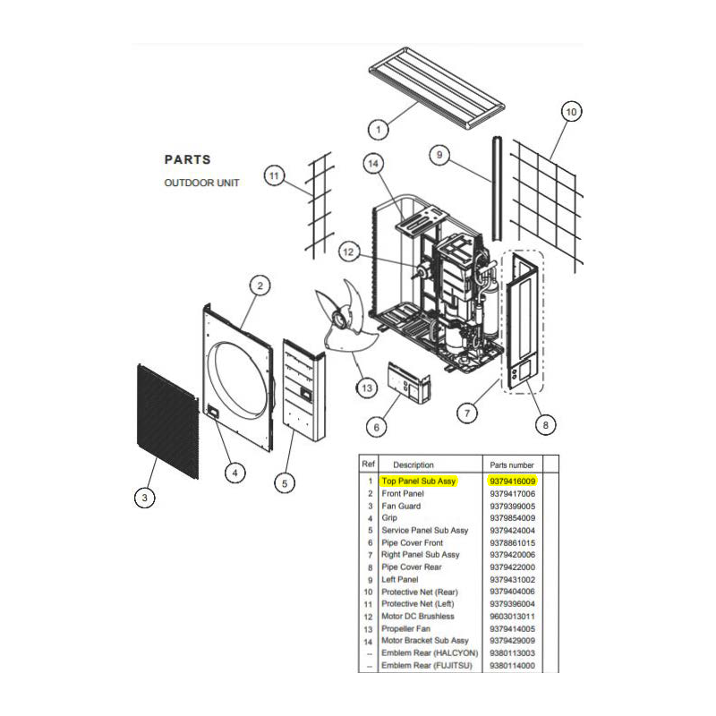 FUJITSU K9379416009 aka 9379416009 PANEL TOP 48RLXFZ DW