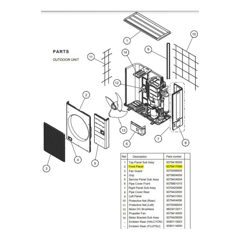 FUJITSU K9379417006 aka 9379417006 FRONT PANEL 48HFI DW
