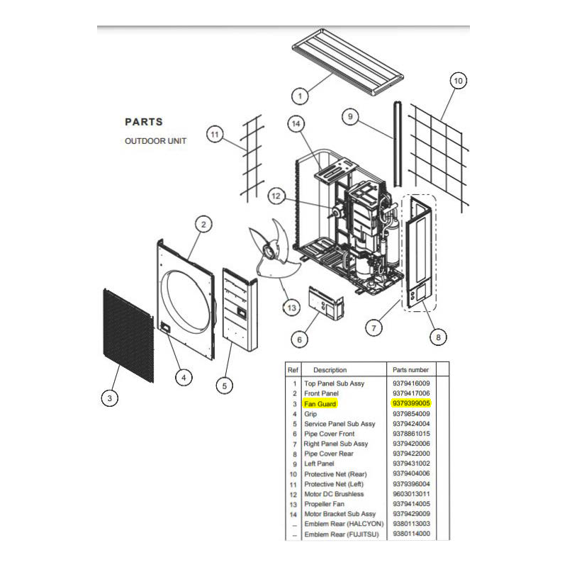 FUJITSU K9379399005 aka 9379399005 Fan Guard