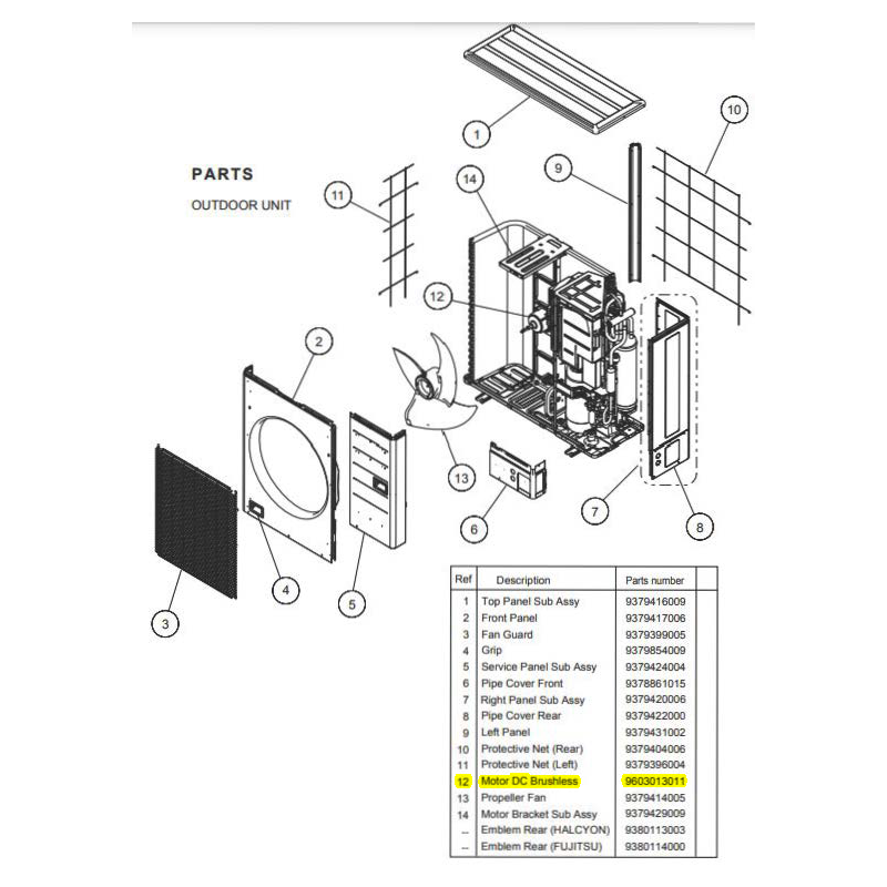 FUJITSU K9603013011 aka 9603013011 Motor DC Brushless