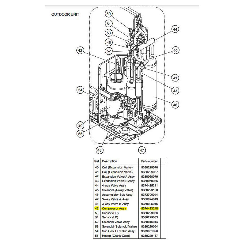 FUJITSU K9374423248  aka 9374423248 Compressor Assy