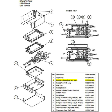 FUJITSU K9380102007 aka 9380102007 INSULATION BOX(TOP) UTP-PU HFI