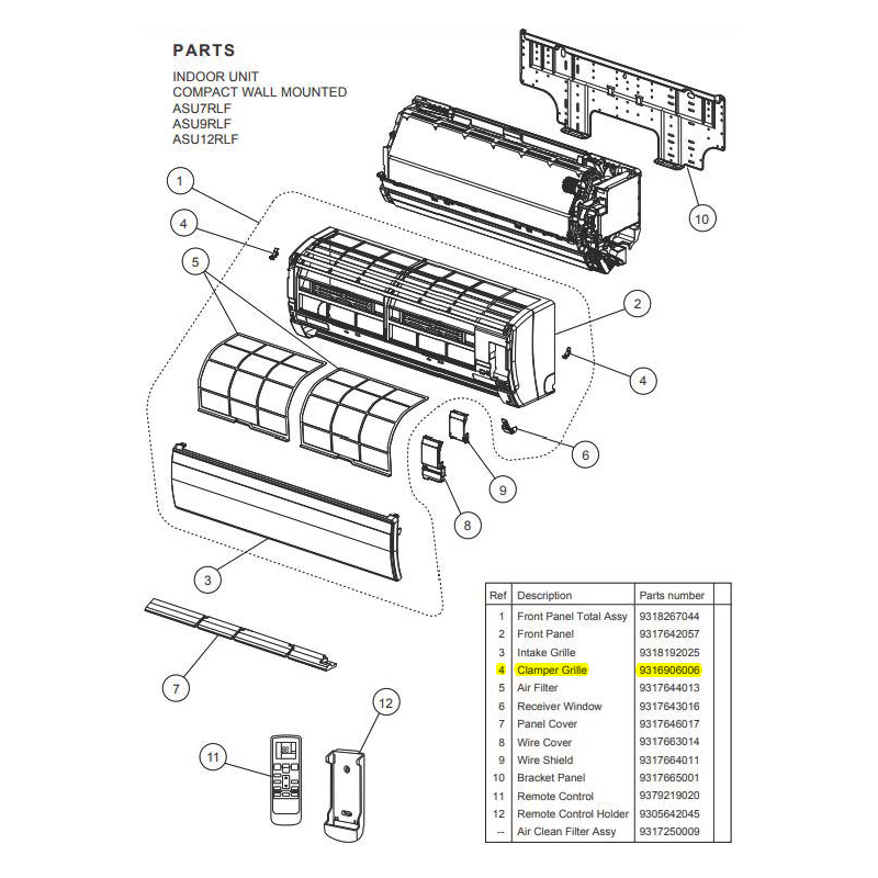 FUJITSU K9316906006 aka 9316906006 GRILLE CLAMPER RACi