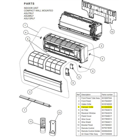 FUJITSU K9316906006 aka 9316906006 GRILLE CLAMPER RACi
