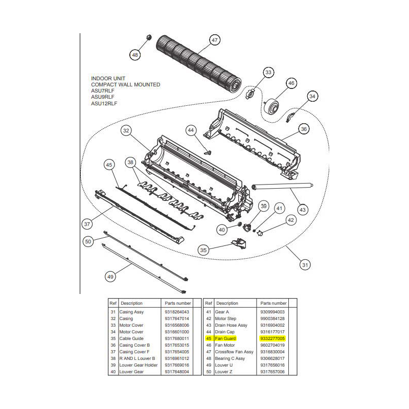 FUJITSU K9332277005 aka 9332277005 GUARD FAN HFI