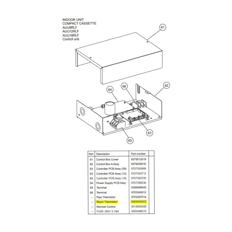 FUJITSU K9900502003 aka 9900502003 Room Thermistor