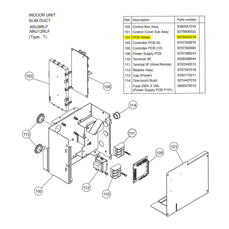 FUJITSU K9379402019 aka 9379402019 HOLDER PCB ARU