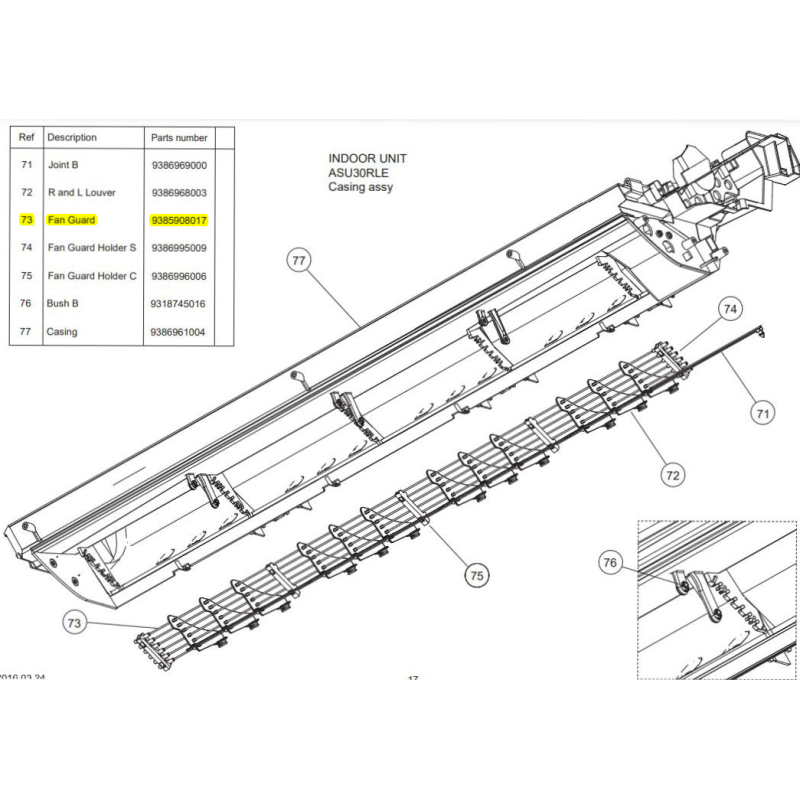 FUJITSU K9385908017 aka 9385908017 FAN GUARD HY ASU30RLE