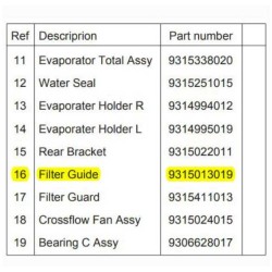 FUJITSU K9315013019 aka 9315013019 Filter Guide