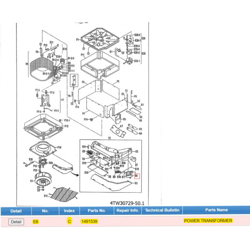 DAIKIN 1491539 POWER TRANSFORMER