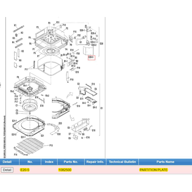 DAIKIN 1082500 PARTITION PLATE