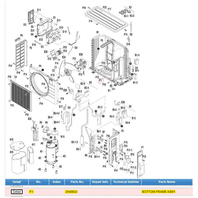 DAIKIN 2540633 BOTTOM FRAME ASSY.