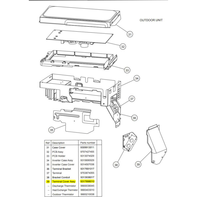 FUJITSU K9317898010 aka 9317898010 TERMINAL COVER RACi