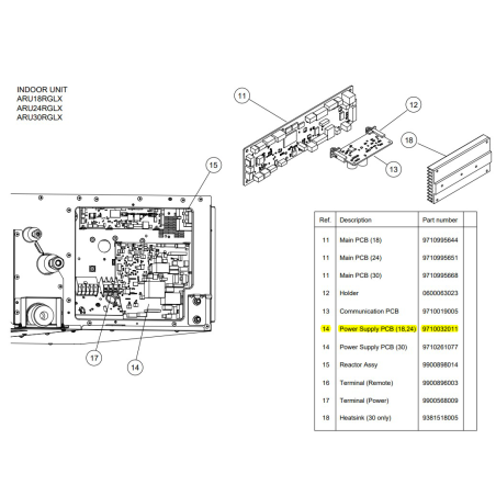 FUJITSU K9710032011 aka 9710032011 POWER PCB HY