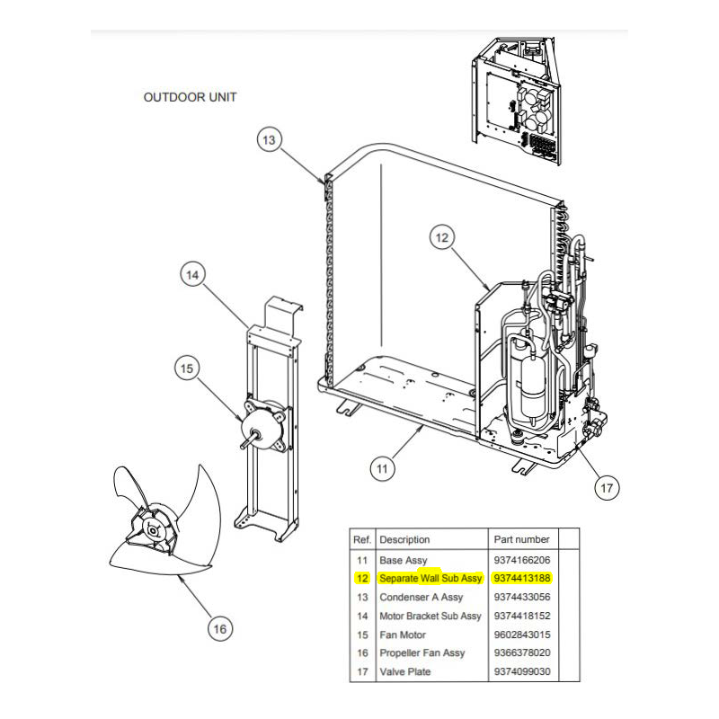 FUJITSU K9374413188 aka 9374413188 SEPARATE WALL HY