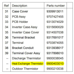 FUJITSU K9900403010 aka 9900403010 Heat Exchanger Thermistor