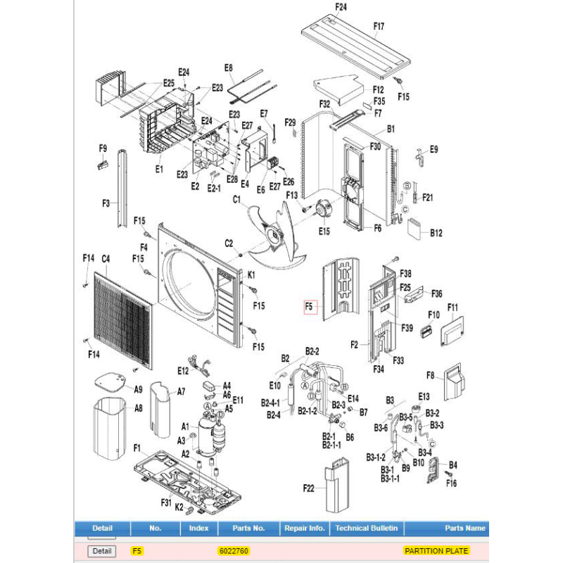 DAIKIN 6022760 PARTITION PLATE